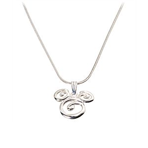 Sterling Silver Swirl Mickey Mouse Necklace