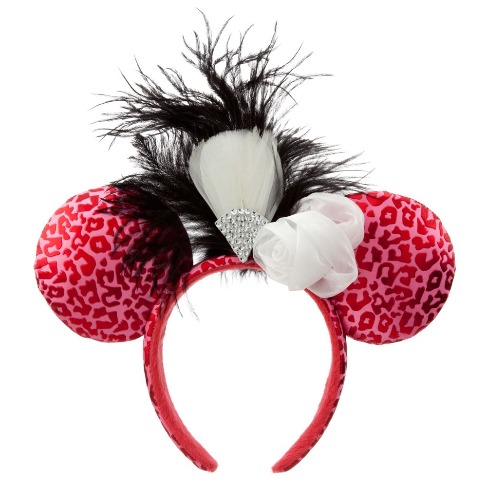 Feathered Minnie Mouse Headband with Silk Rosette