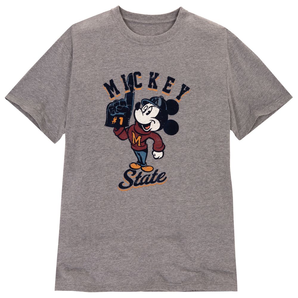 Flocked Mascot Mickey Mouse Tee for Adults