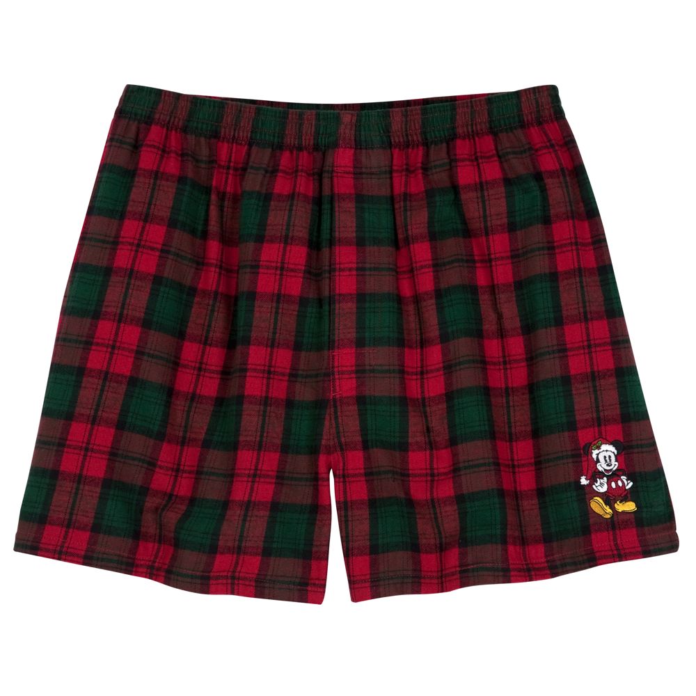 Flannel Santa Mickey Mouse Boxers for Men