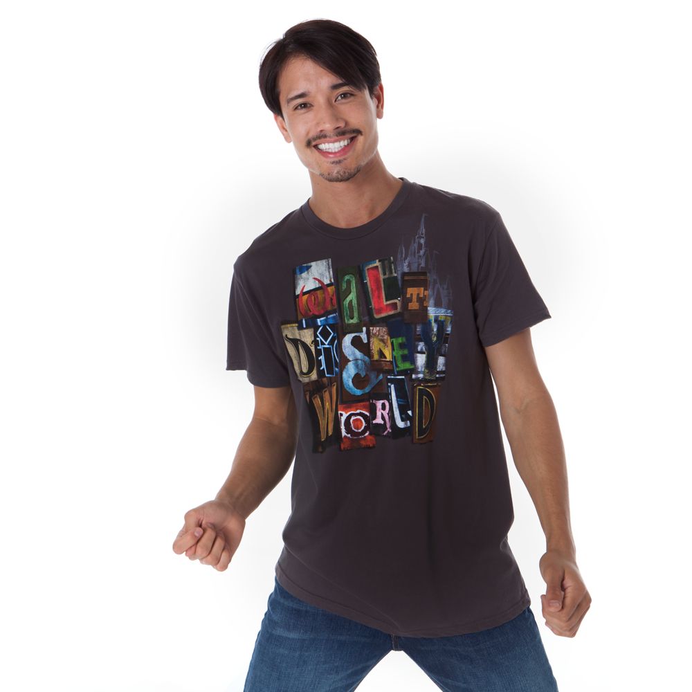 Spell It Out Walt Disney World Tee for Men -- Gray