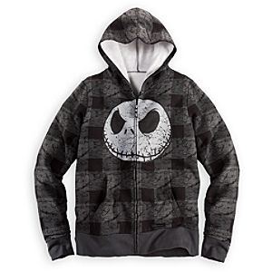 Plaid Jack Skellington Fleece Hoodie for Men