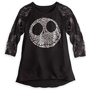 Jack Skellington Lace Sleeve Tee for Women