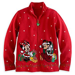 Santa Mickey Mouse and Minnie Sweatshirt Jacket