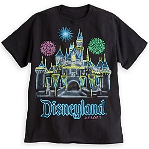 Sleeping Beauty Castle Neon Tee for Adults - Disneyland