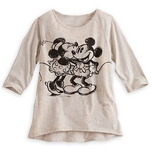Mickey Mouse and Minnie Kiss Gold Foil Fashion Tee for Women
