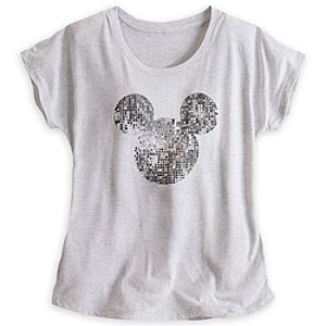 Mickey Mouse Mirror Ball Tee for Women - Gray