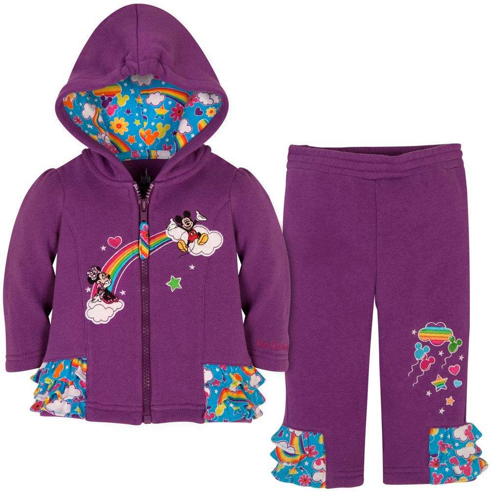 Rainbow Minnie and Mickey Mouse Fleece Tracksuit for Infant Girls