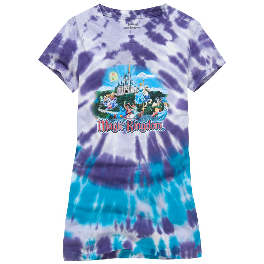 Tie-Dye Disney Storybook Attractions Magic Kingdom Tee for Girls