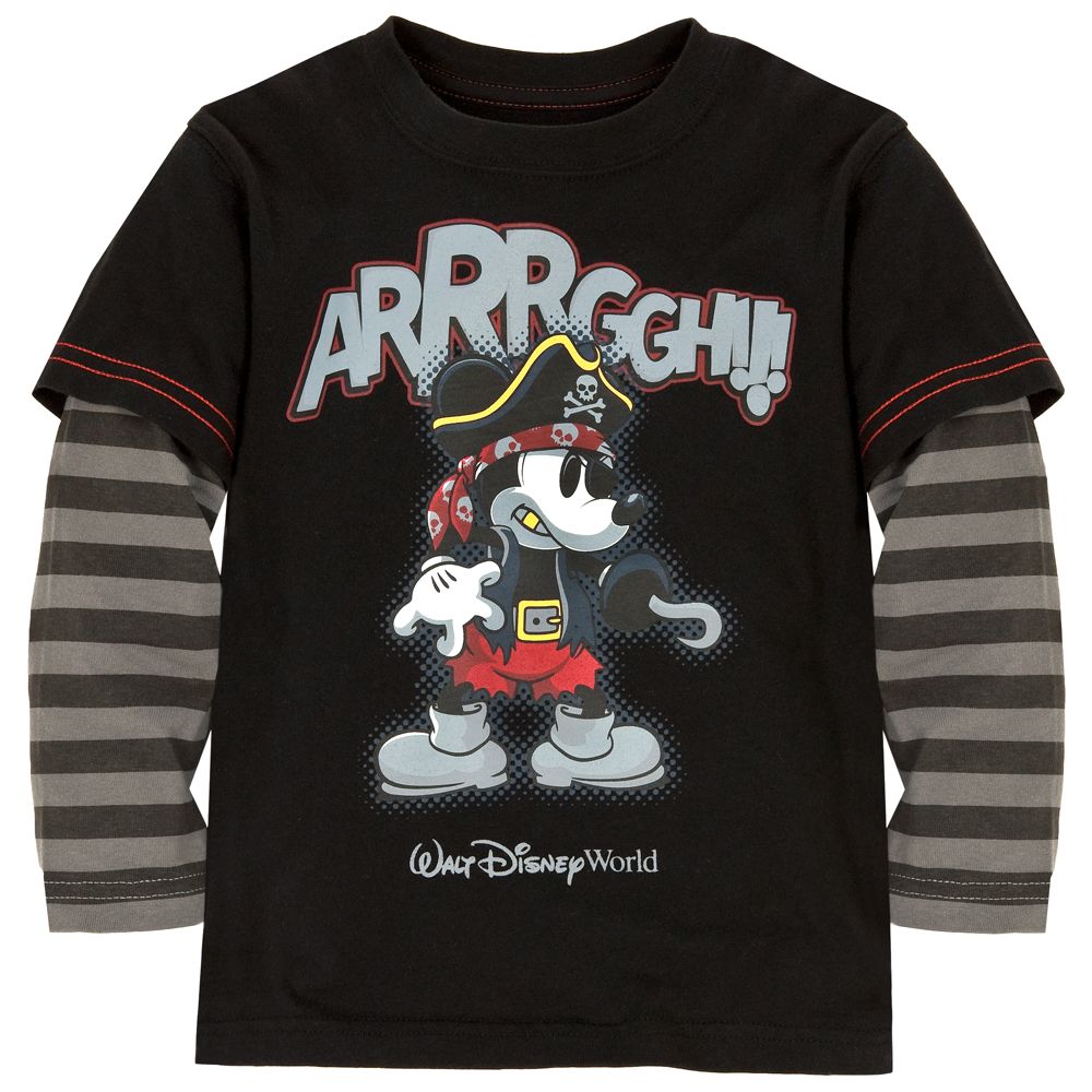 Double-Up Long Sleeve Pirates of the Caribbean Mickey Mouse Tee for Toddler Boys