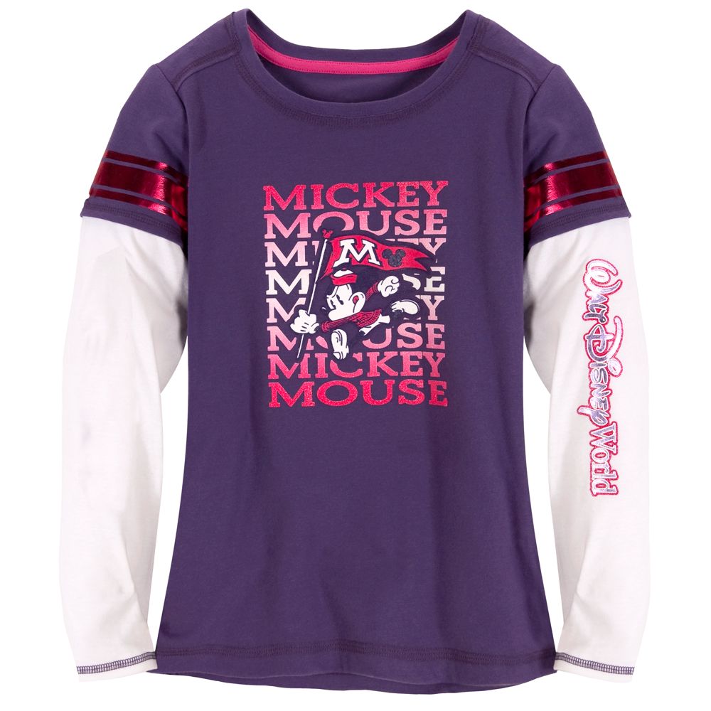 Double-Up Long Sleeve Mascot Mickey Mouse Tee for Girls