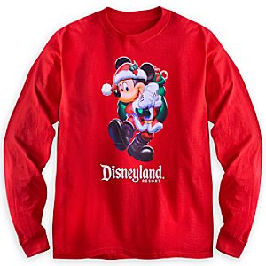 Santa Mickey Mouse Long Sleeve Tee for Adults - Disneyland