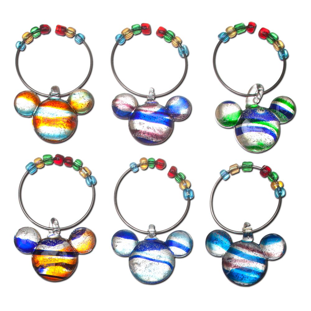 Color Fusion Mickey Mouse Beverage Glass Charm Set -- 6-Pc.