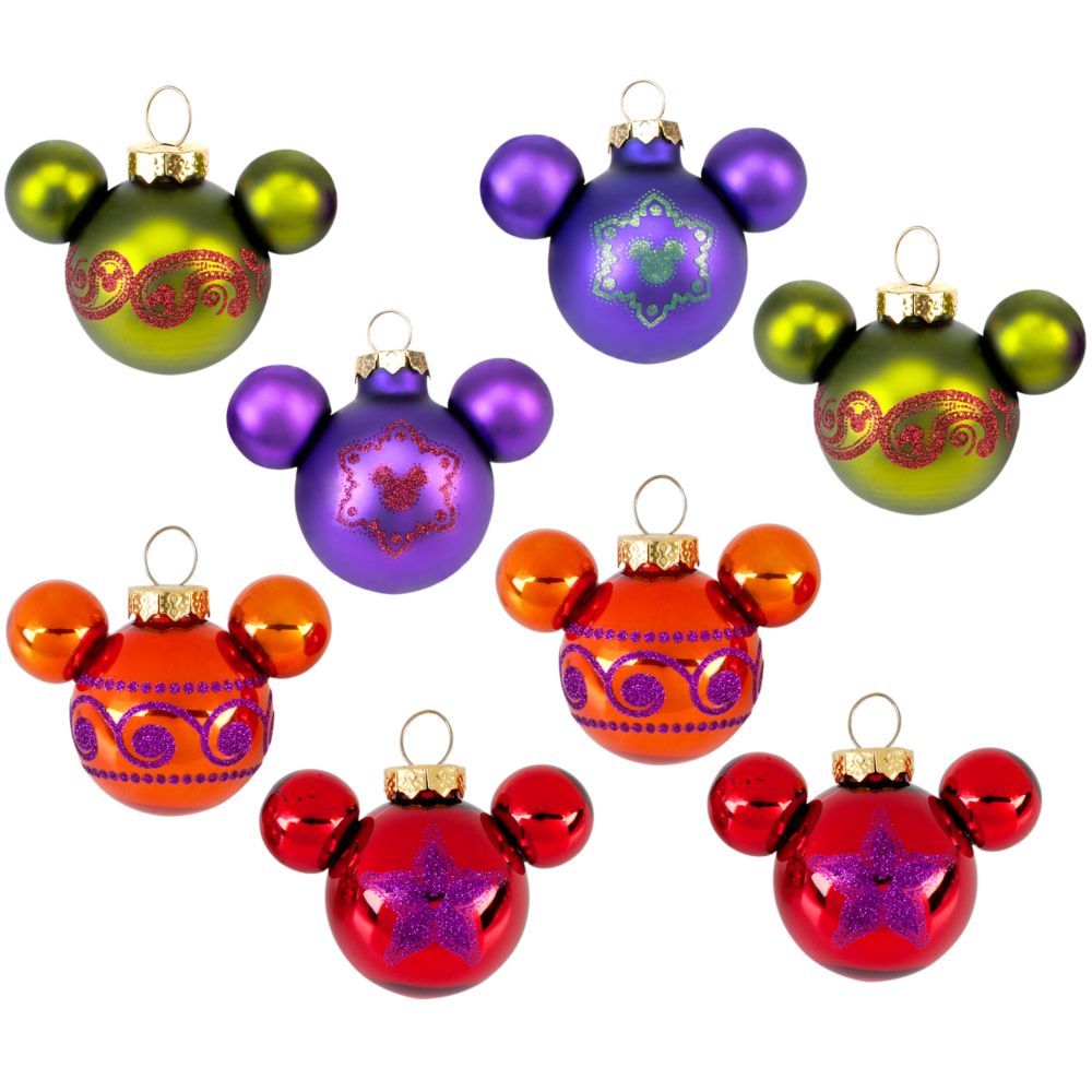 Bohemian Holiday Glass Mickey Mouse Ornament Set -- 8-Pc.