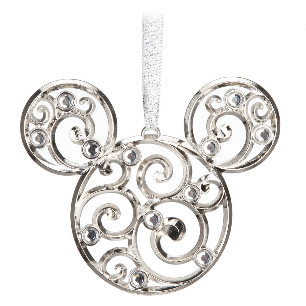 Bohemian Holiday Filigree Mickey Mouse Ornament -- Silver
