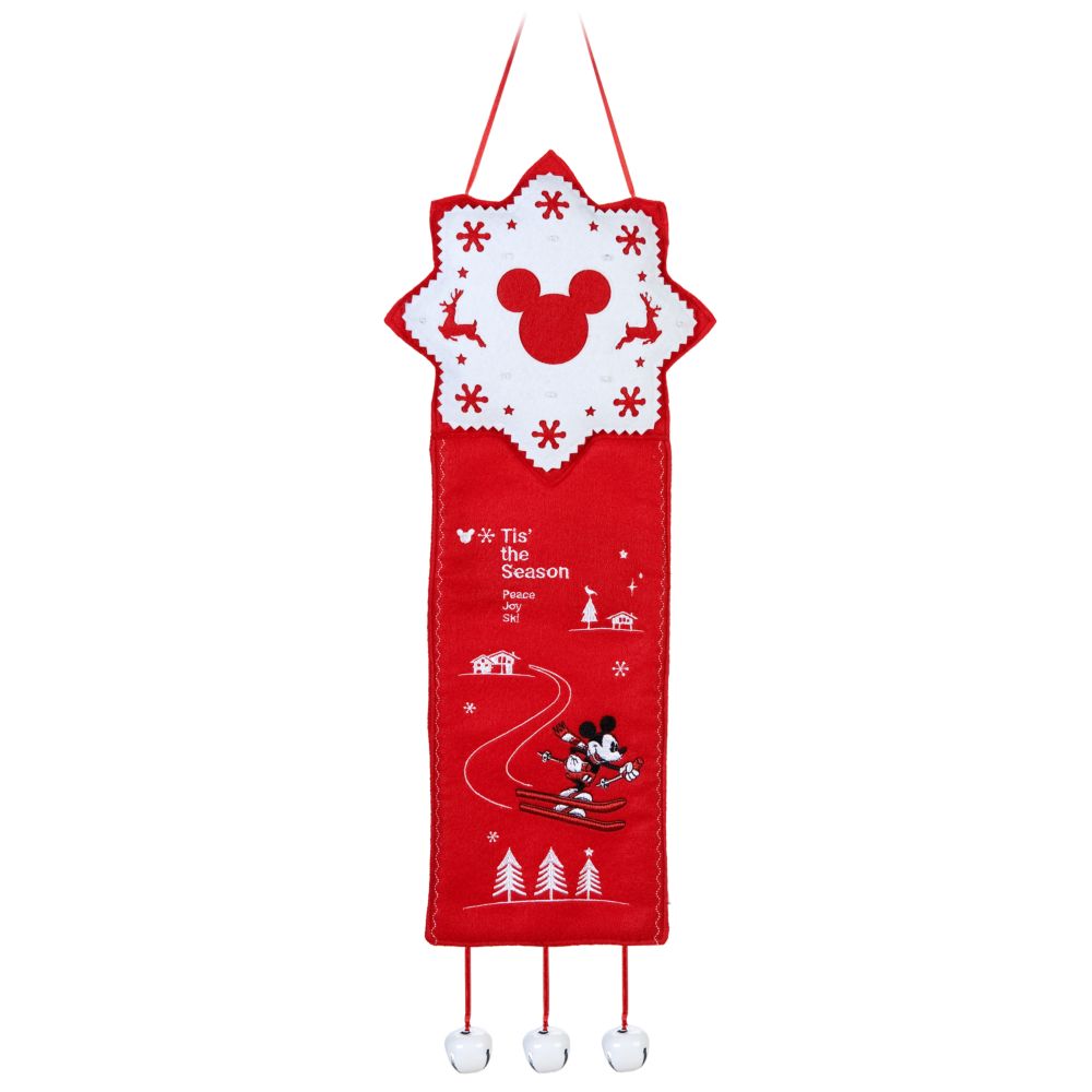 Red and White Holiday Skiing Mickey Mouse Door Hanger