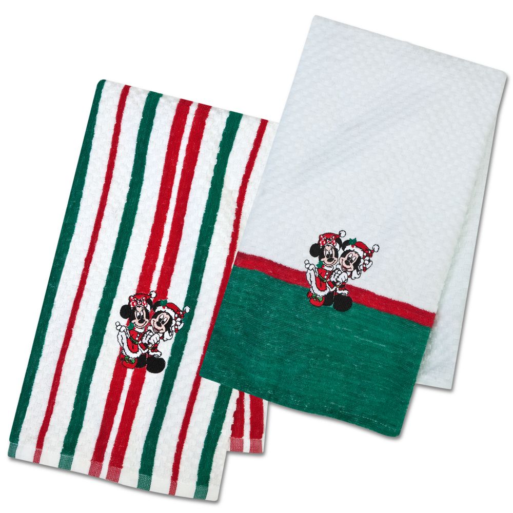 Santa Mickey and Minnie Kitchen Towel Set -- 2-Pc.