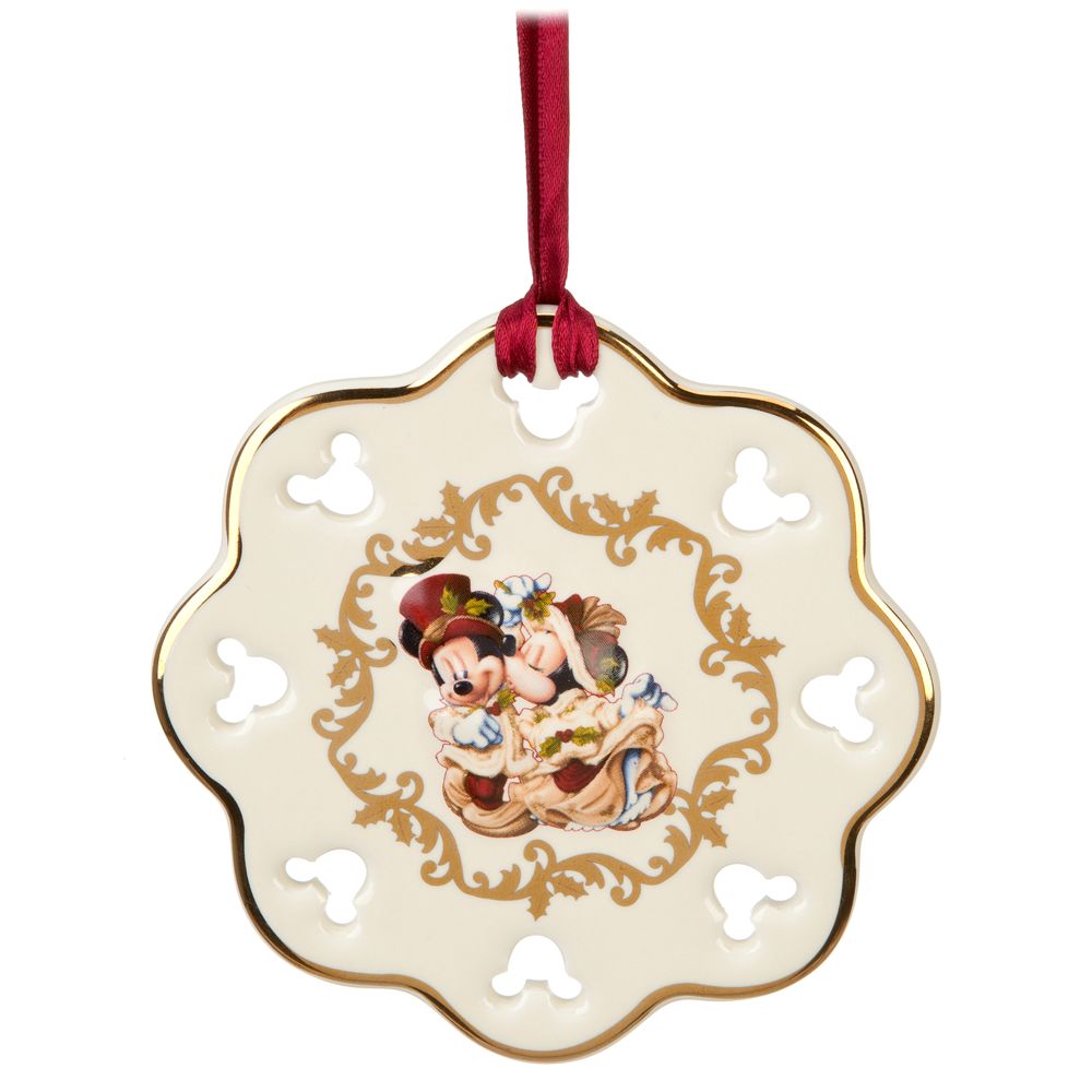 Snowflake Victorian Minnie and Mickey Mouse Ornament