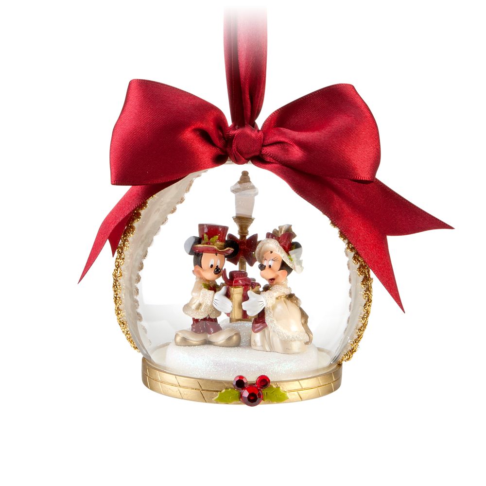 Victorian Globe Minnie and Mickey Mouse Ornament