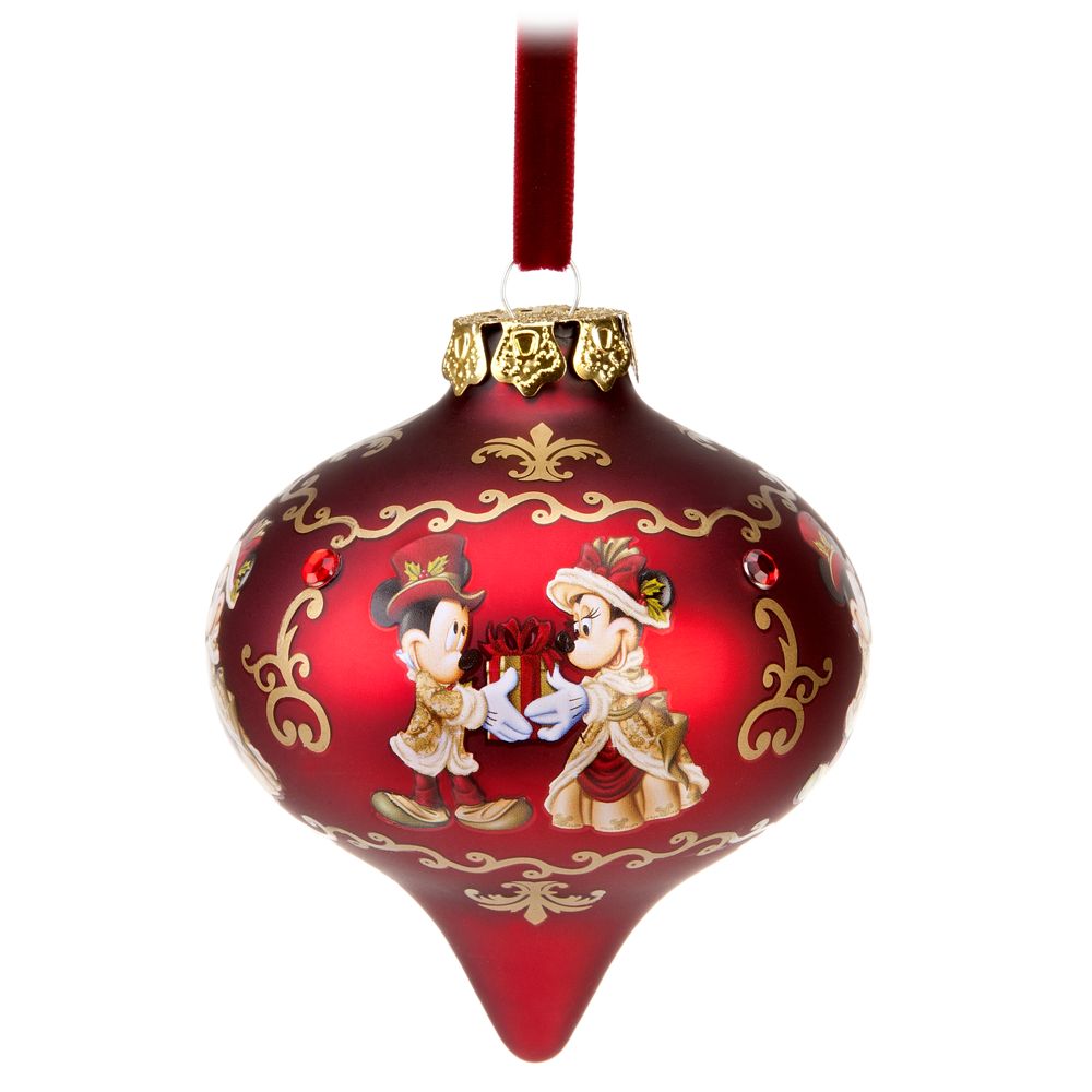 Victorian Droplet Minnie and Mickey Mouse Ornament