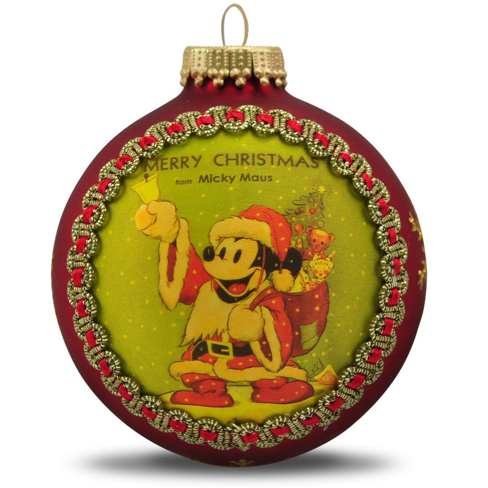 Limited Edition "Merry Christmas Micky Maus" Mickey Mouse Ornament by Krebs - Red