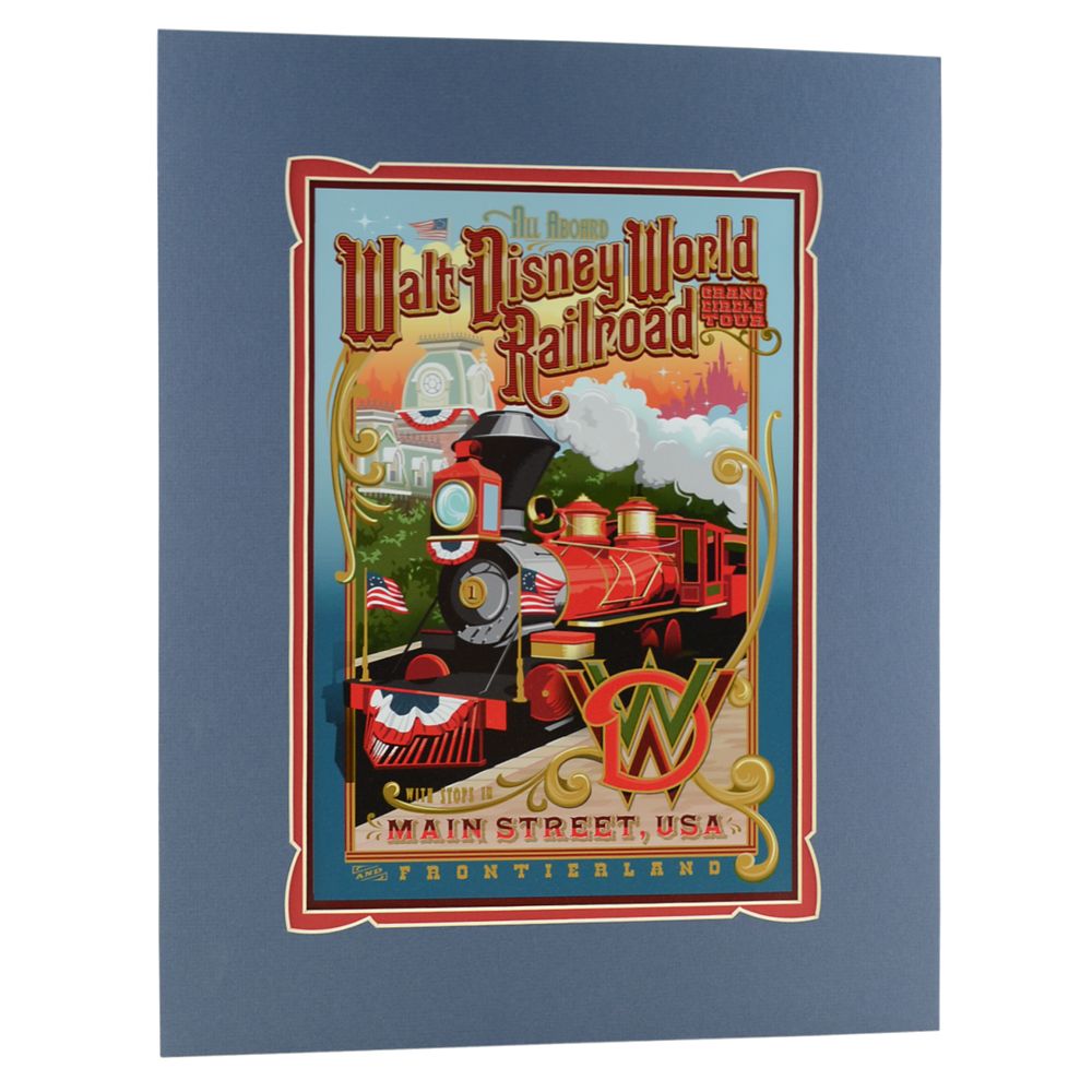 Matted Walt Disney World Railroad Attraction Poster Print -- 18 x 14