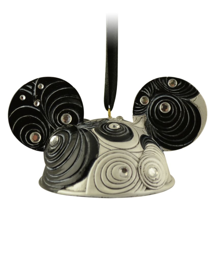 Limited Edition Black and White Jeweled Mickey Mouse Ear Hat Ornament