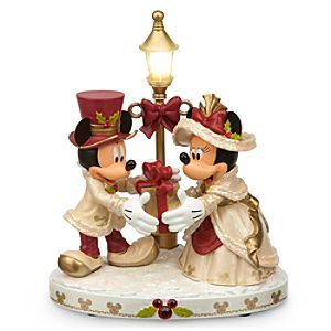 Mickey and Minnie Mouse Light-Up Victorian Holiday Figurine
