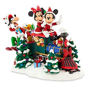 Santa Mickey Mouse and Friends on Train Figure