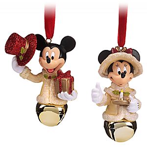 Mickey and Minnie Mouse Victorian Bell Ornament Set