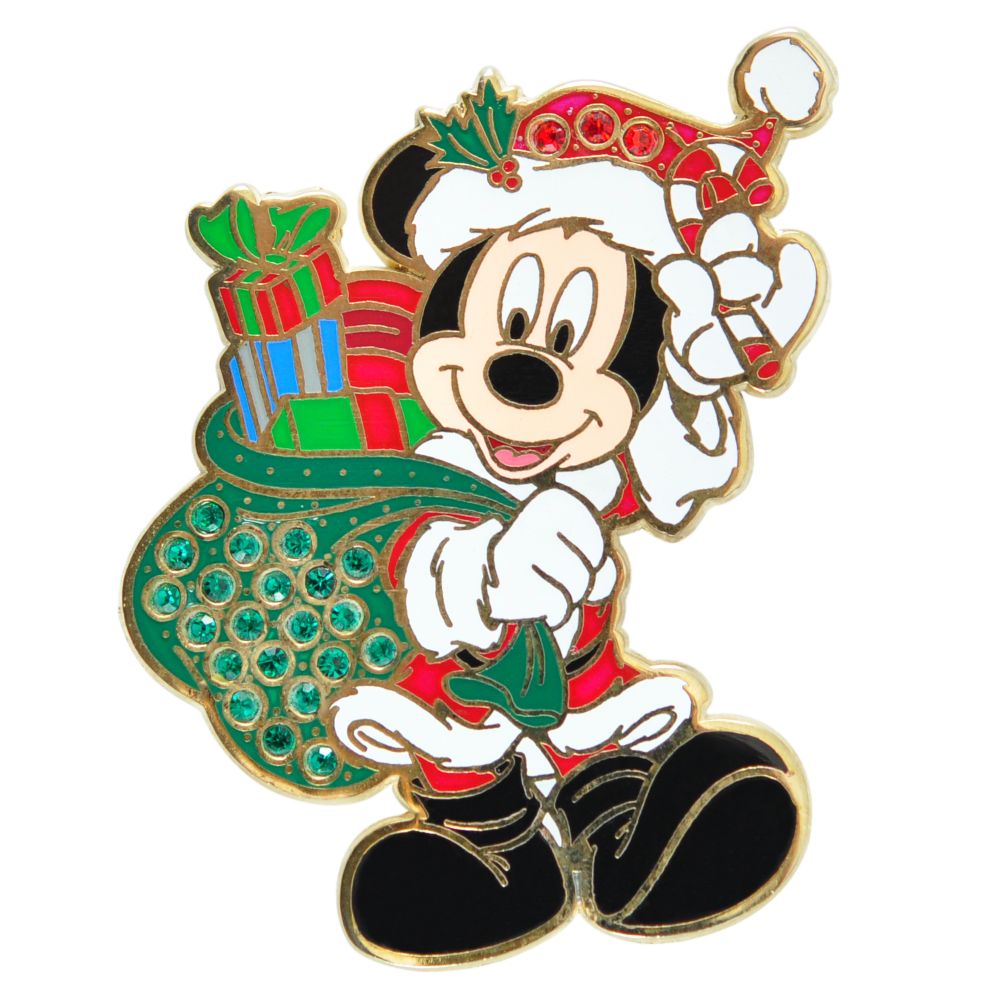 Rhinestone Santa Mickey Mouse Pin