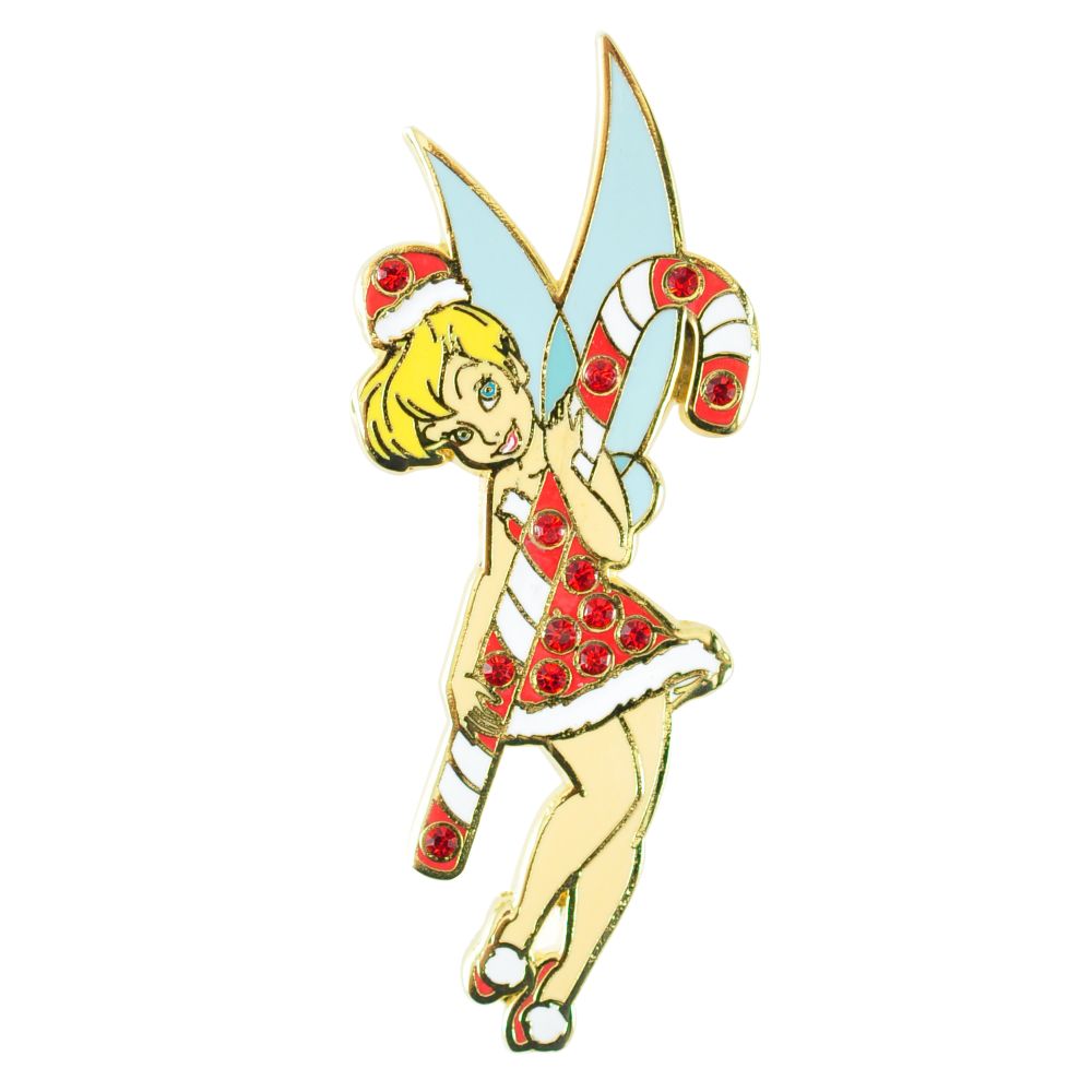 Rhinestone Candy Cane Tinker Bell Pin