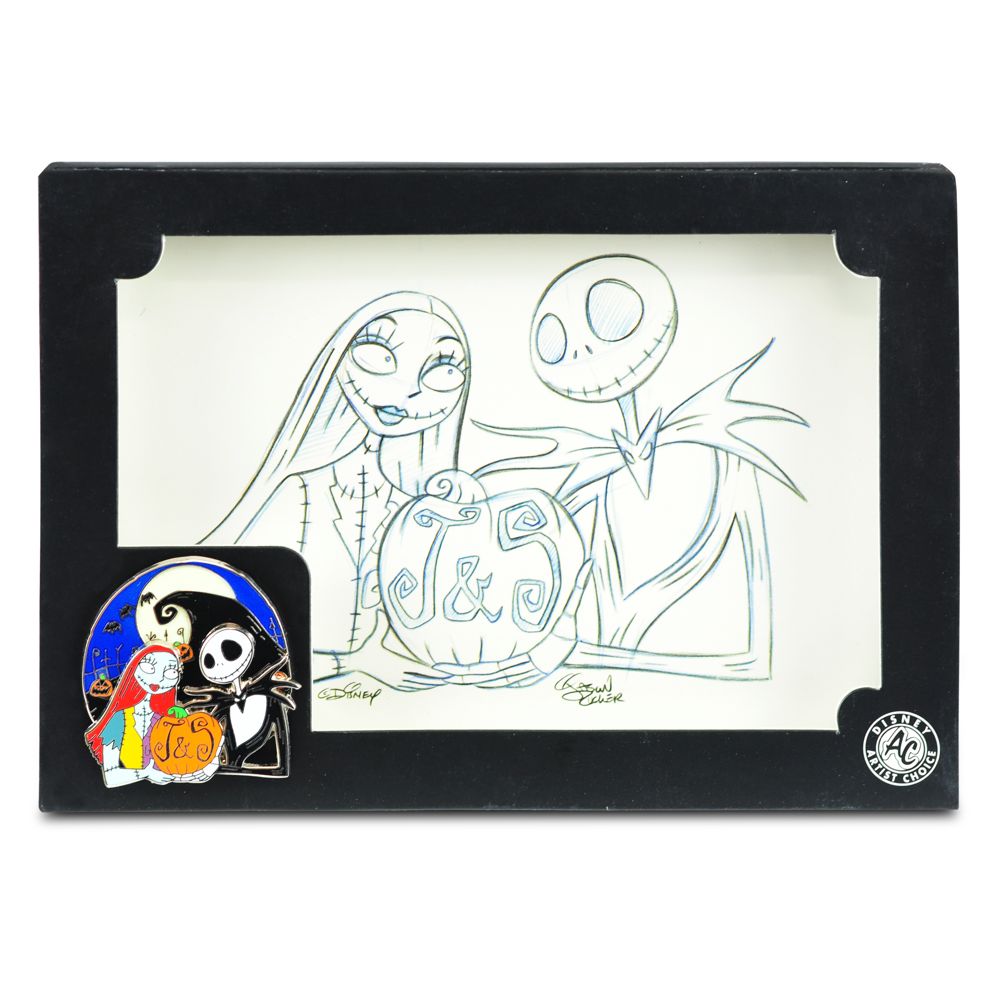 Sally and Jack Skellington Pin and Litho Set -- 2-Pc.