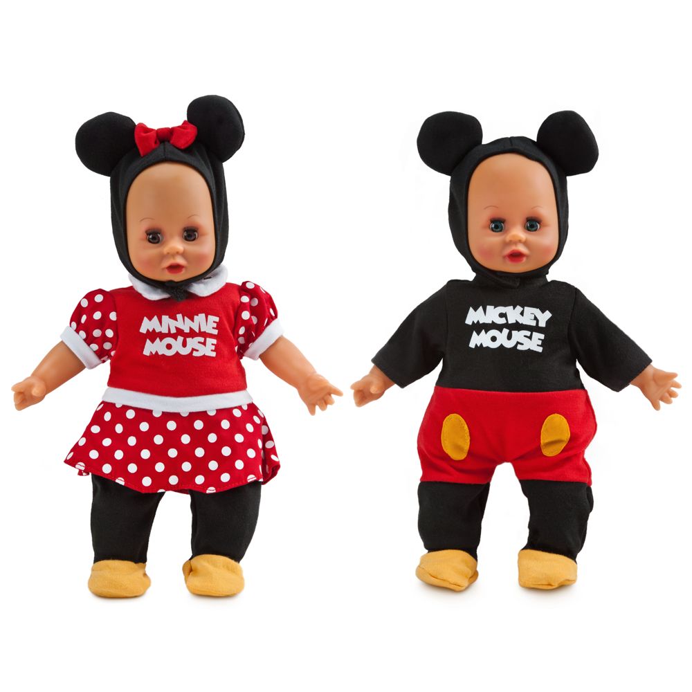 Minnie and Mickey Mouse Baby Doll Set in Rolling Travel Case