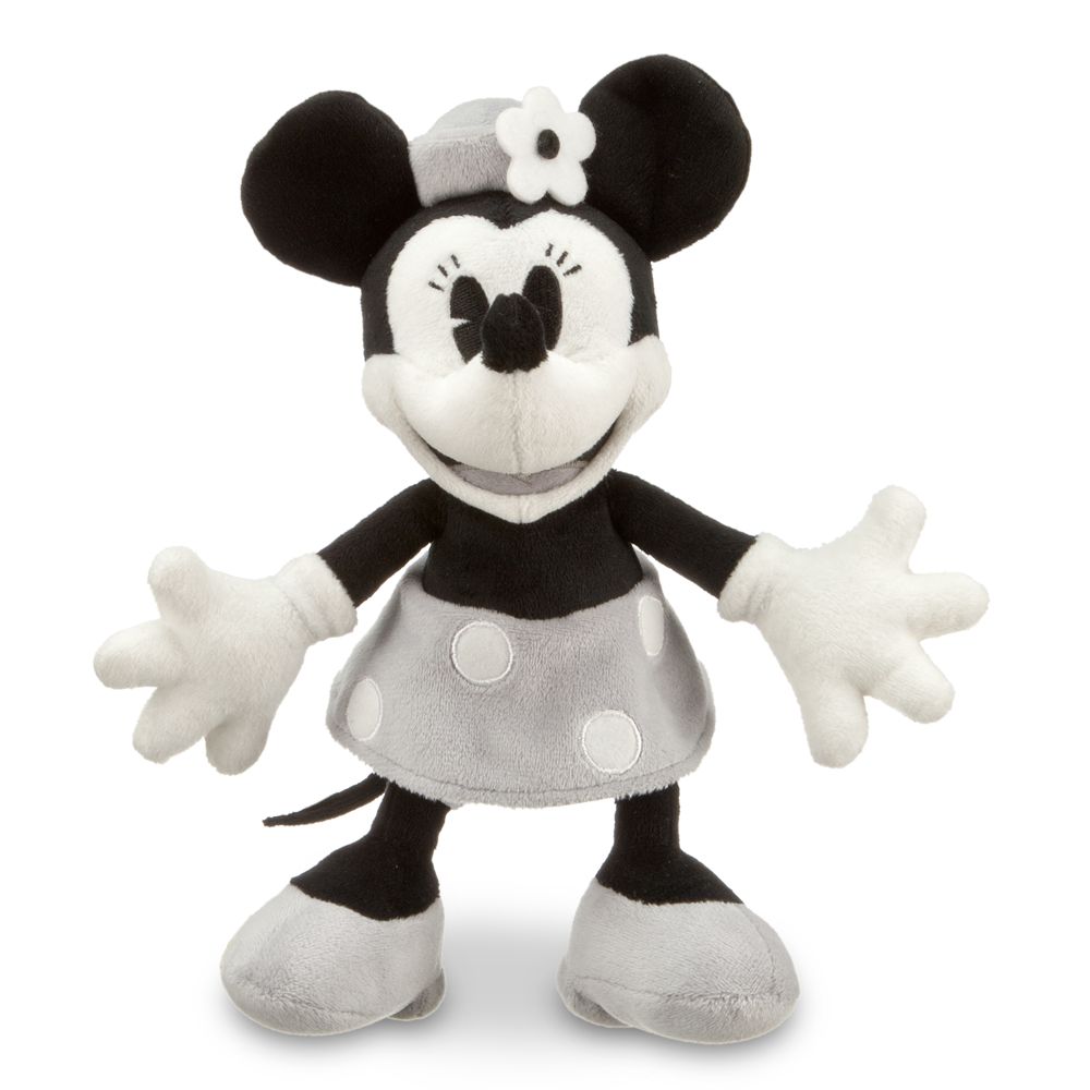 Black and White Minnie Mouse Plush -- 7 H