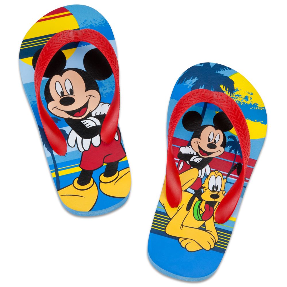 Summer Brights Pluto and Mickey Mouse Flip Flops for Boys