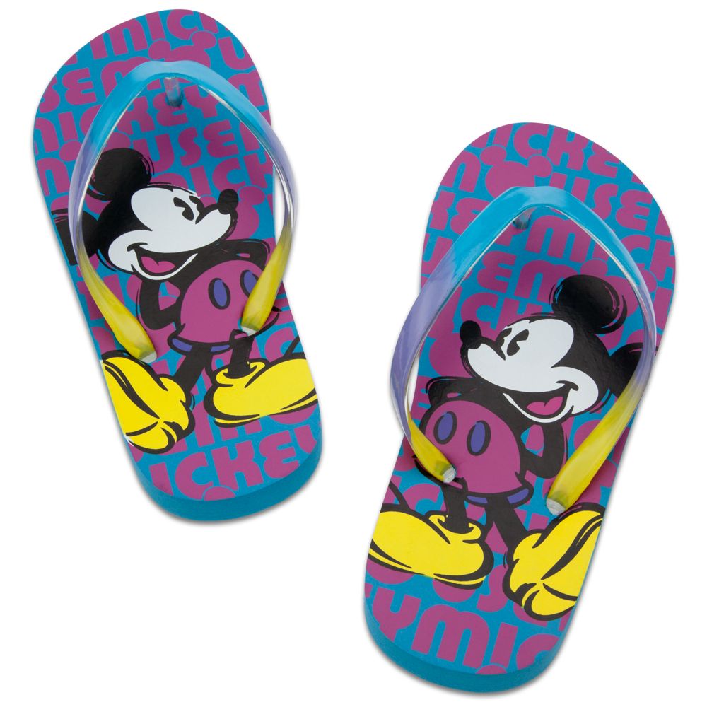 Neon Pop Mickey Mouse Flip Flops for Girls