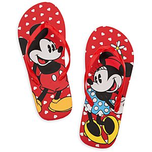 Mickey and Minnie Mouse Flip Flops for Women