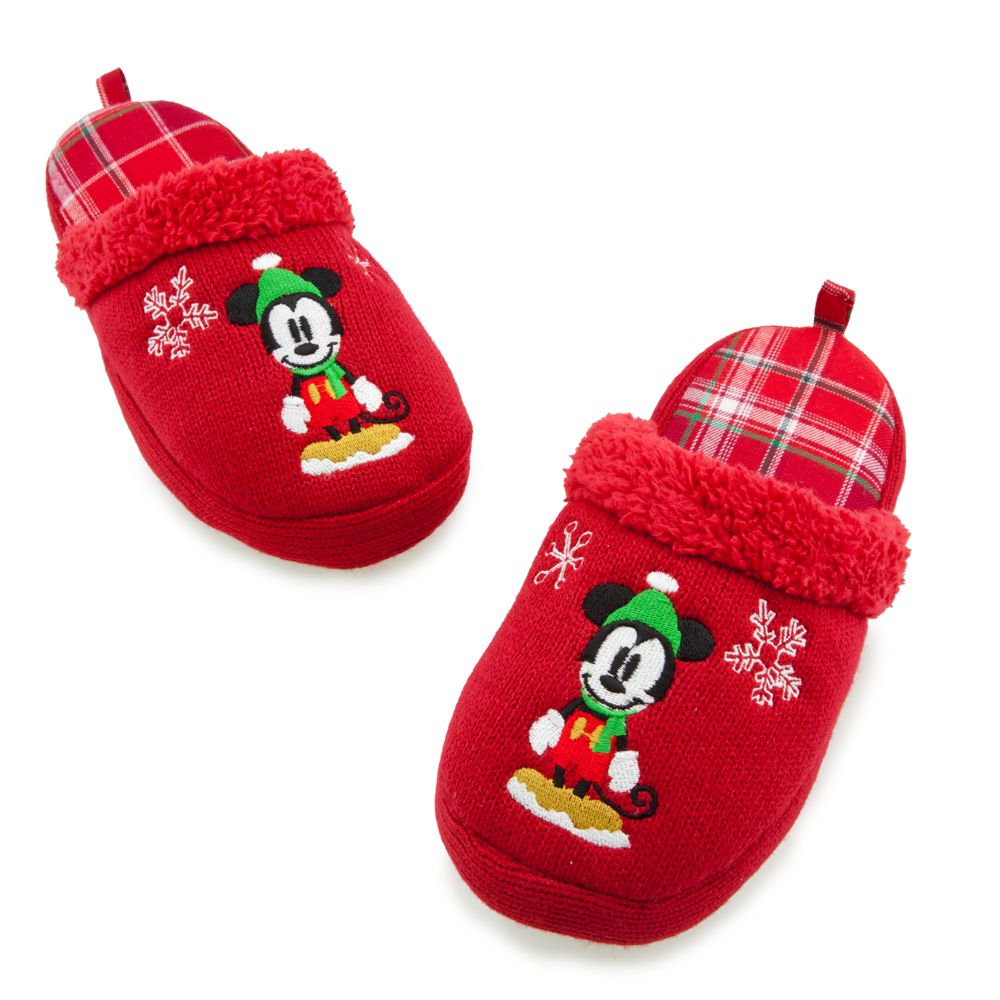 Open Heel Holiday Mickey Mouse Slippers for Adults