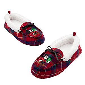 Mickey Mouse Plaid Slippers for Adults