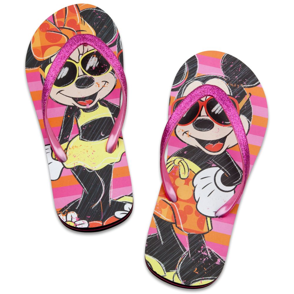 Summer Brights Minnie and Mickey Mouse Flip Flops for Women