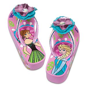 Anna and Elsa Platform Flip Flops for Girls