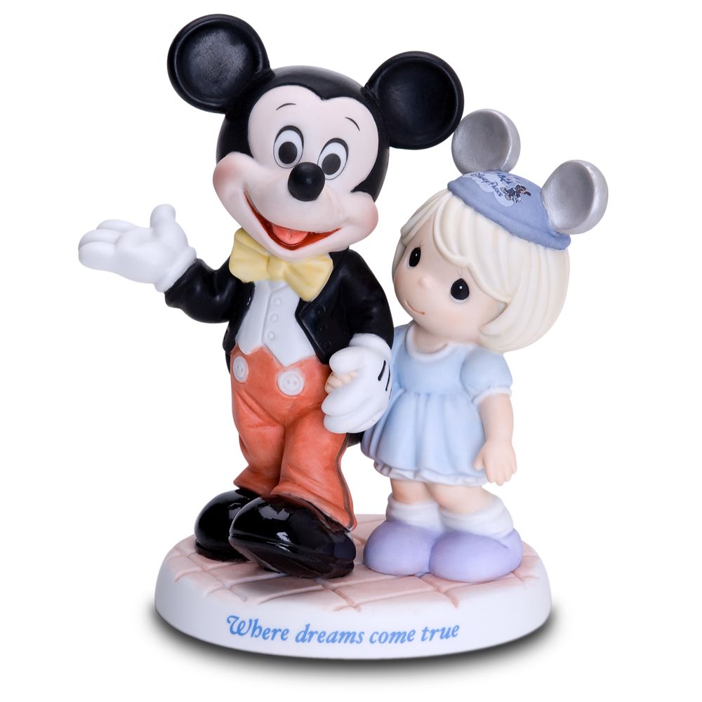 ''Where Dreams Come True'' Disney Girl and Mickey Mouse Figurine by Precious Moments