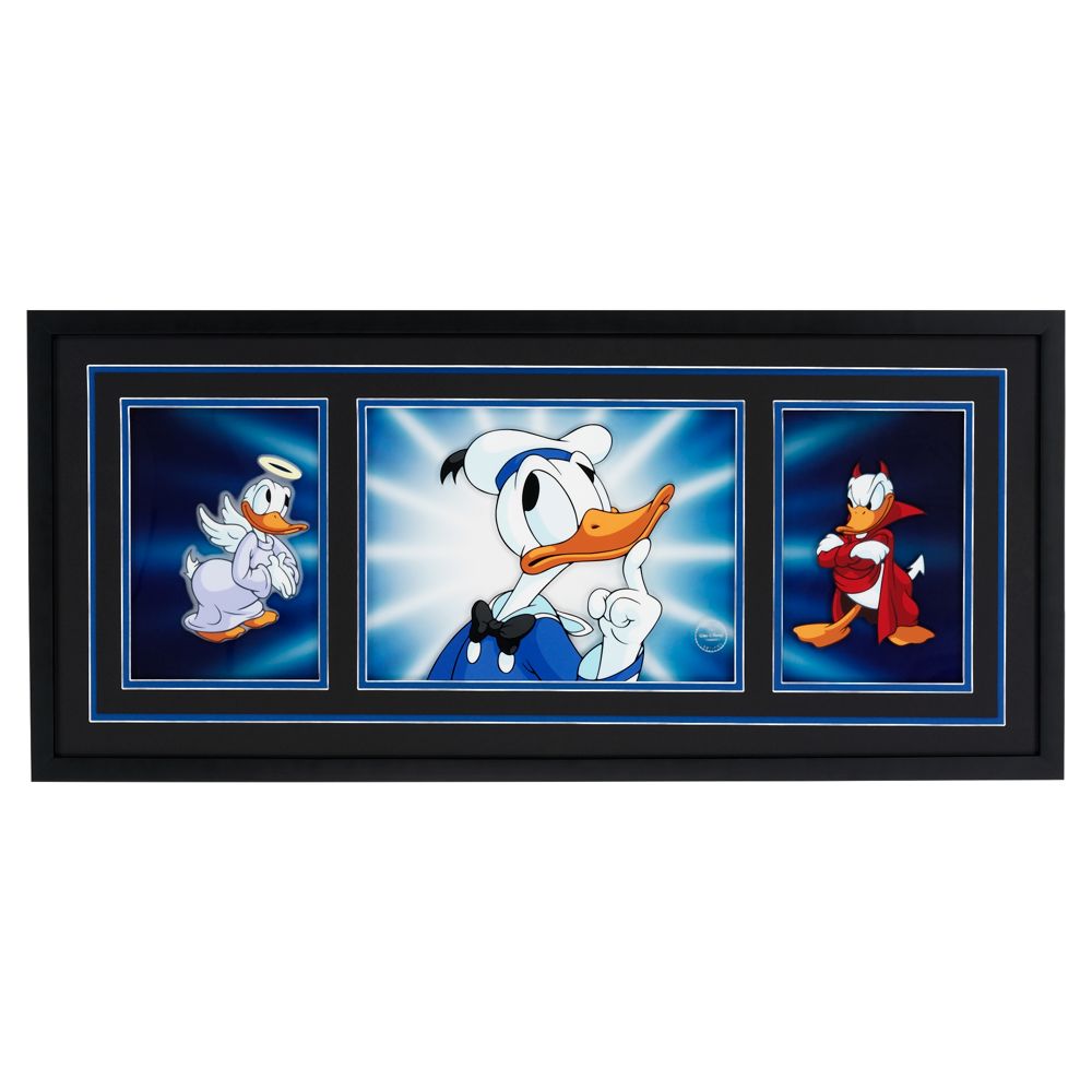 Donald Duck Triptych Limited-Edition Sericel with Lithograph Background
