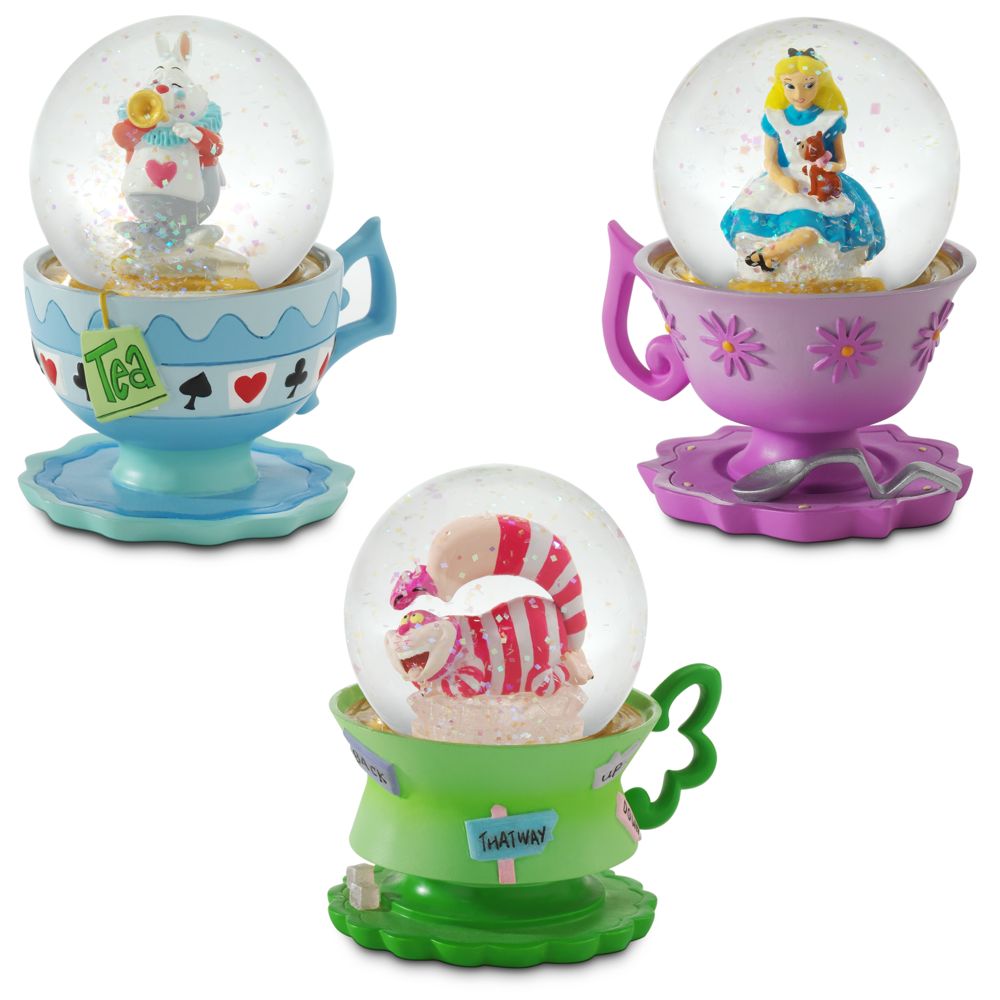 3-Pc. Mini Alice in Wonderland Snowglobe Set