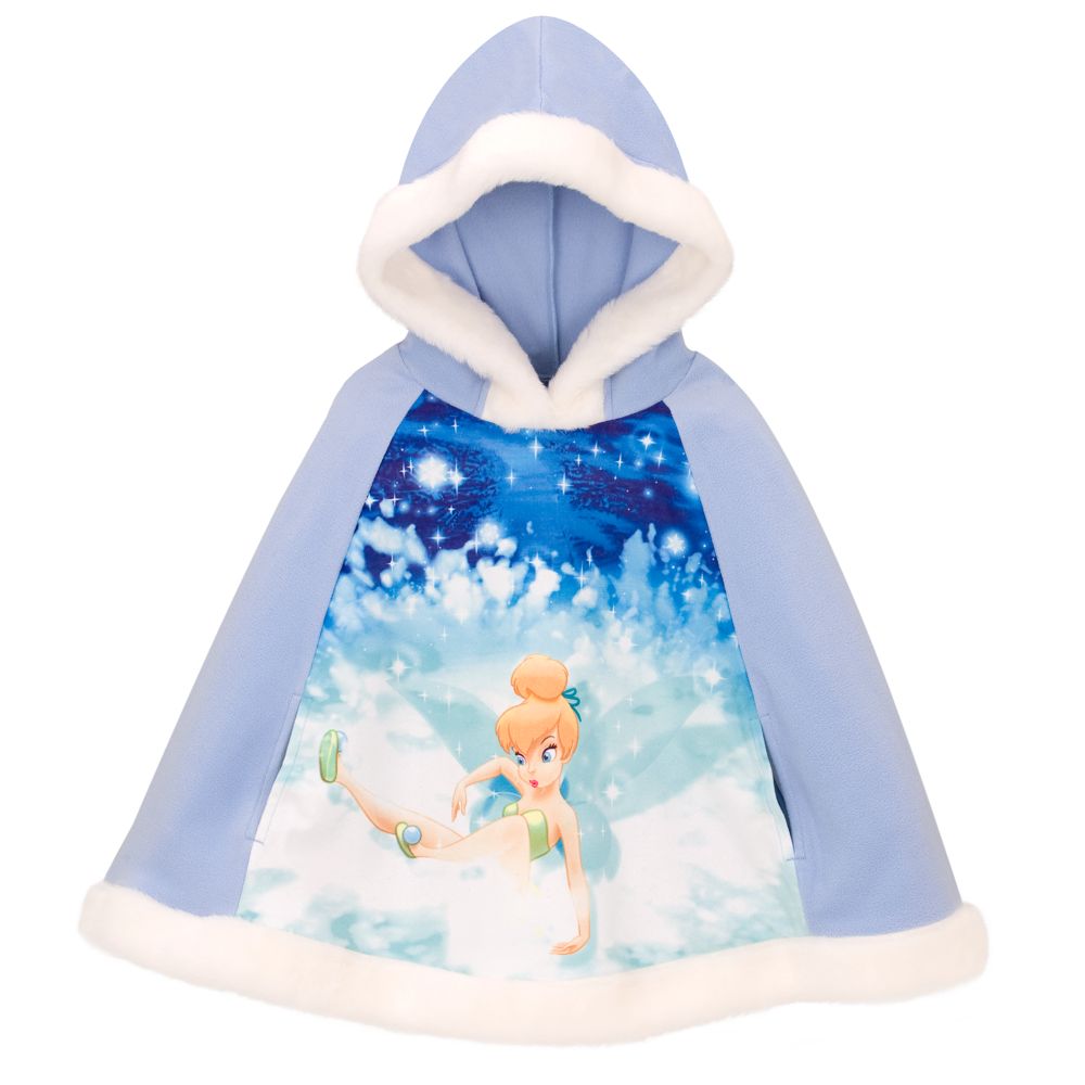 Hooded Tinker Bell Fleece Poncho For Girls