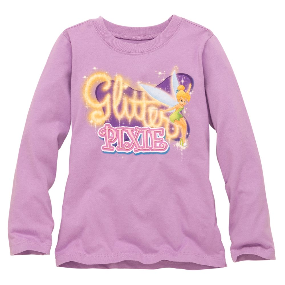 Long Sleeve Glitter Pixie Tinker Bell Tee For Girls